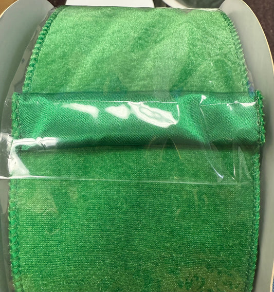 4"  Emerald Green Velvet Ribbon - 33 1/3 Yards