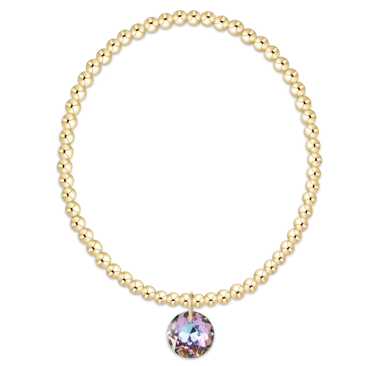 Classic Gold 3mm Extends Bracelet - reflection charm - 06