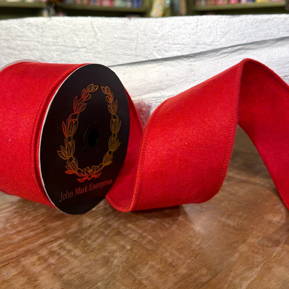 Paper Felt Bright Red Ribbon - 2.5" -10 yards