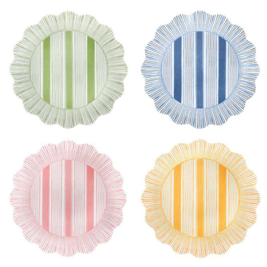 Cabana Stripe Dessert/Salad Plate Assorted Set/4 - Multi