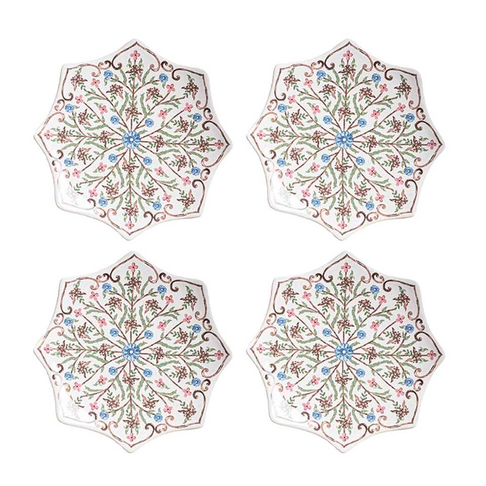 Villa Seville Scalloped Side/Cocktail Plate Set/4 - Chambray