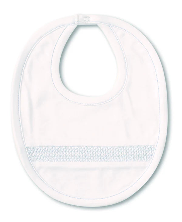 Hand Smocked CLB Charmed White/Blue Bib