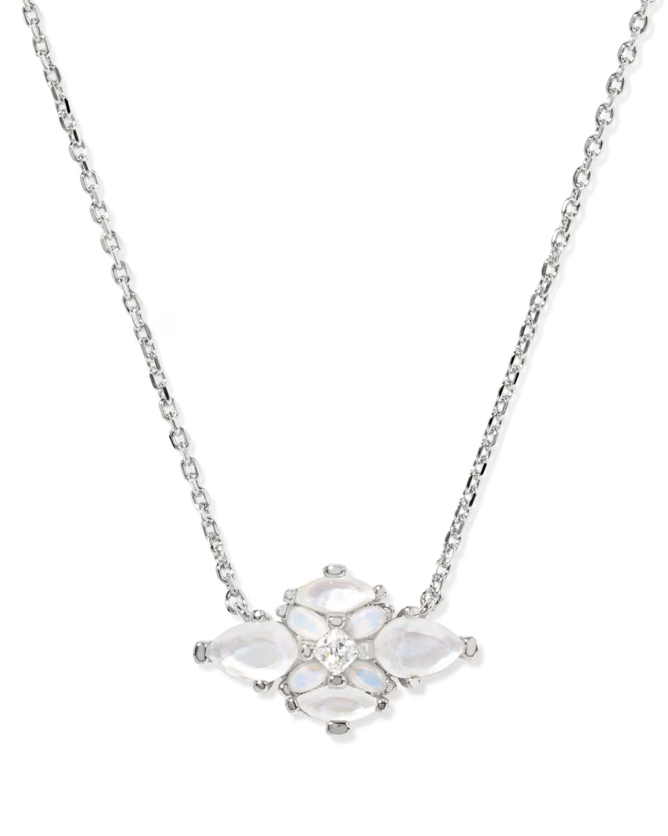 Abbie Silver Crystal Short Pendant Necklace