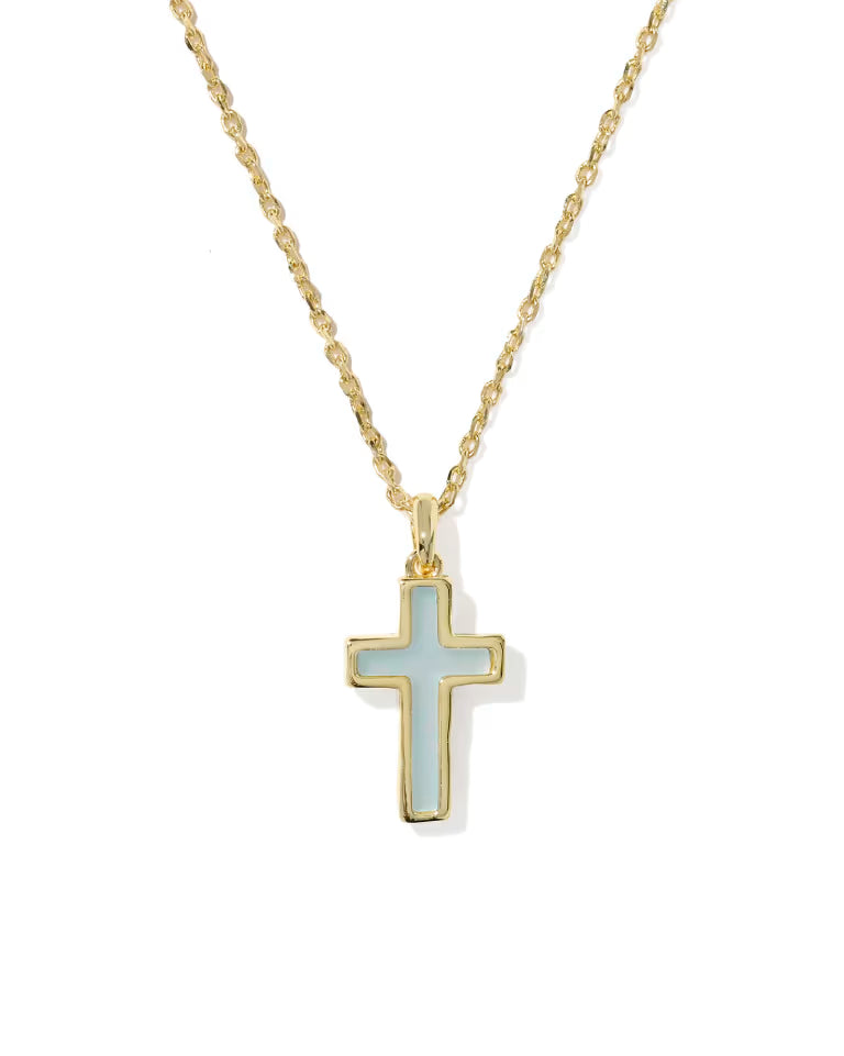Cross pendant - light blue