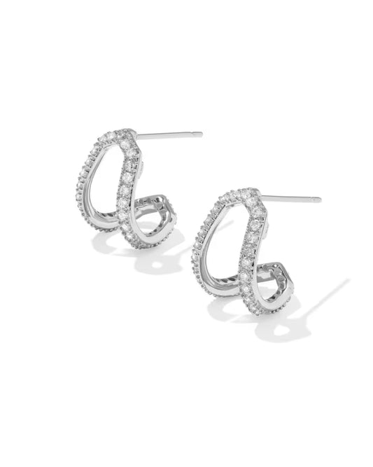 daphne pave huggie rhod white