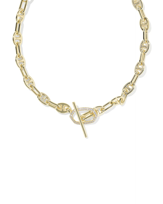 Elisa toggle gold white necklace