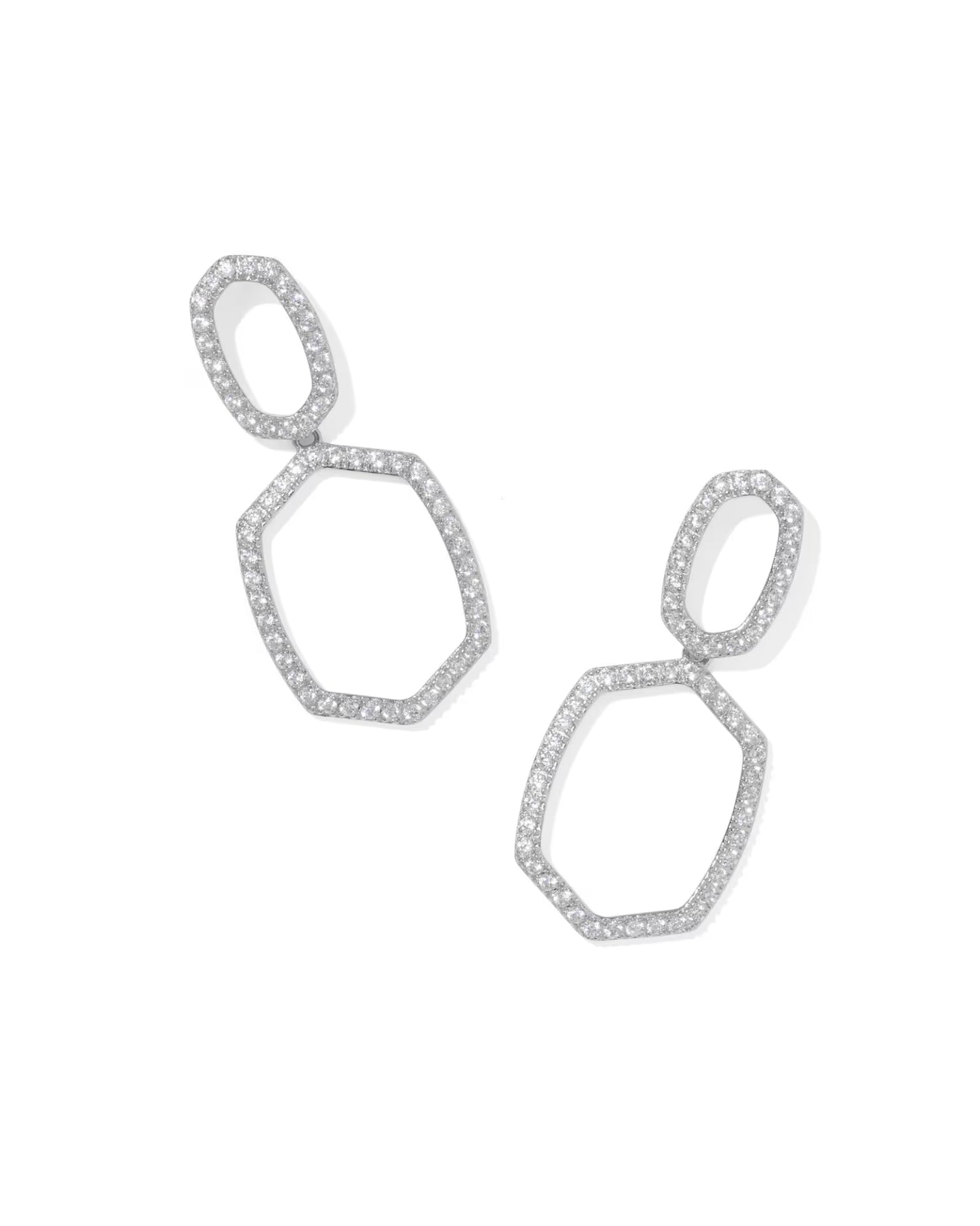 Daphne pave open frame earring rhod