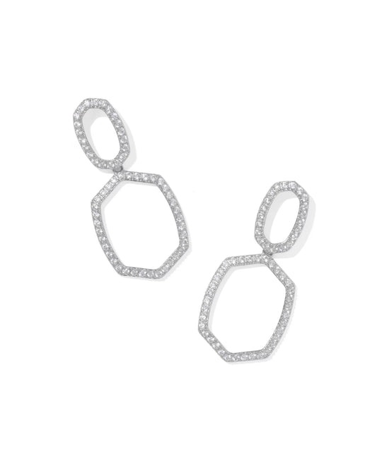 Daphne pave open frame earring rhod