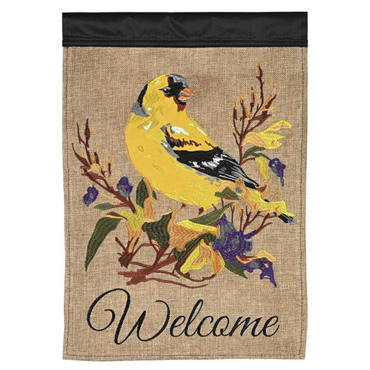 Welcome goldfinch flag