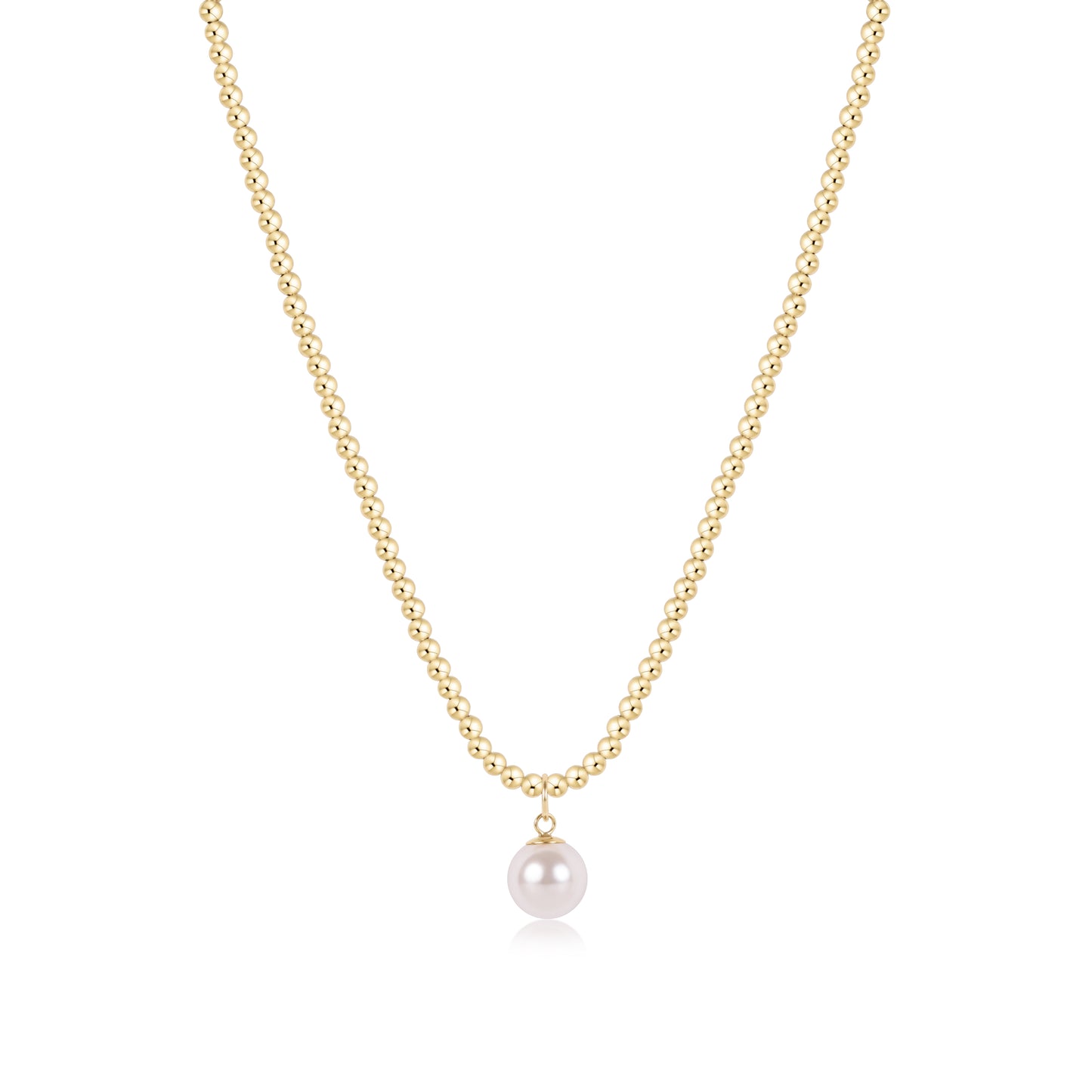 15" Choker Beaded - Classic Gold 3mm - Classic Pearl 10mm Charm