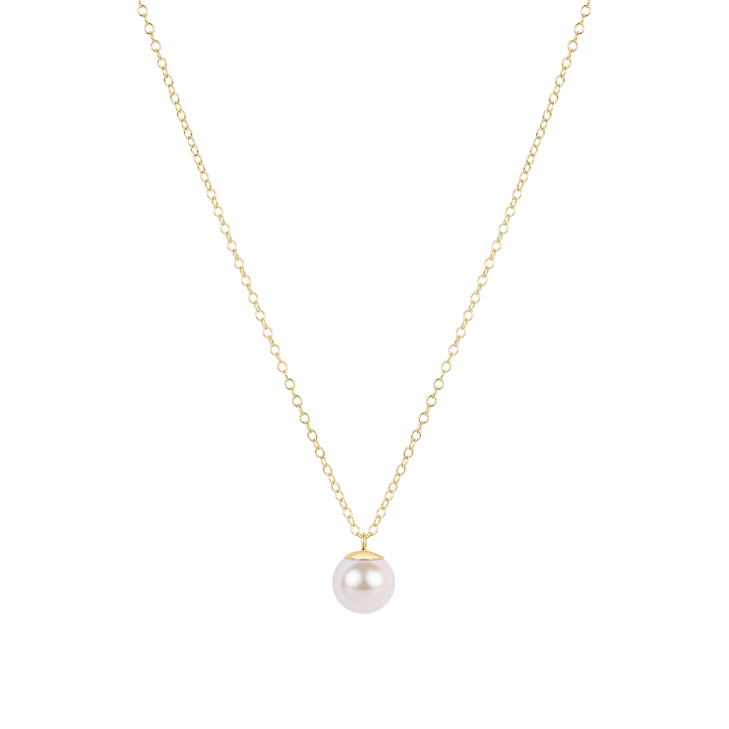 16" Necklace Gold - Classic Pearl 8mm Charm