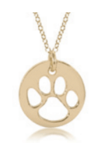 16" Necklace Gold  - paw print gold disc