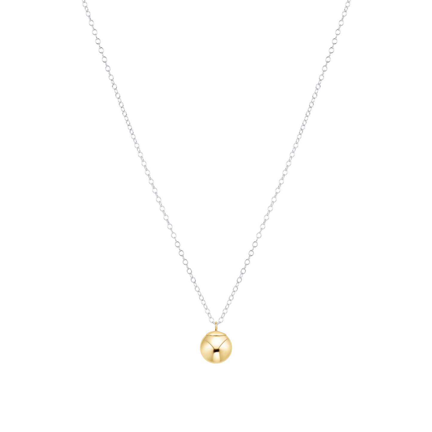 16" Necklace Mixed Metal - Classic Gold 8mm Charm