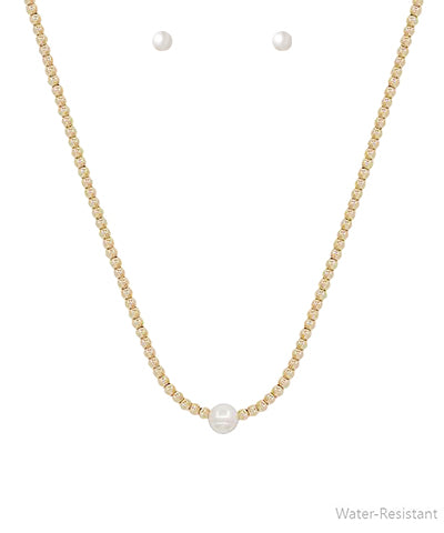 Gold Bead Pearl Necklace