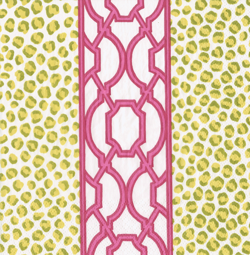 Knots And Spots Green/fuchsia Napkin Cocktail