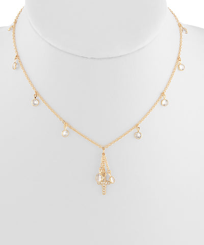Crystal Charm and Cross Pendant Choker