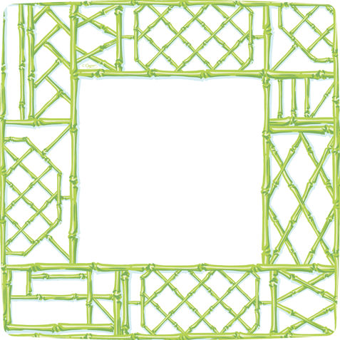 Bamboo Screen Moss Green Sq Dinner Plates Square