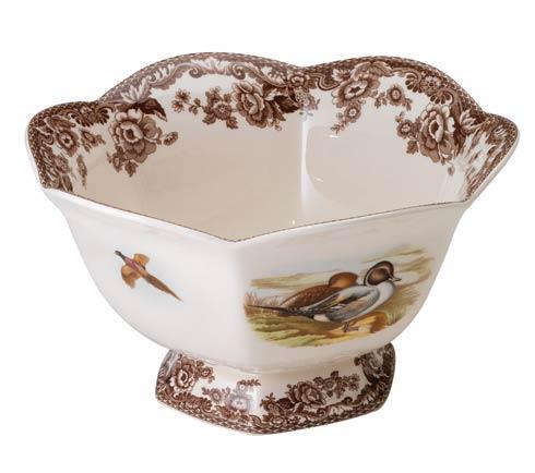 Woodland Lapwing and Quail Hexagonal Footed Bowl