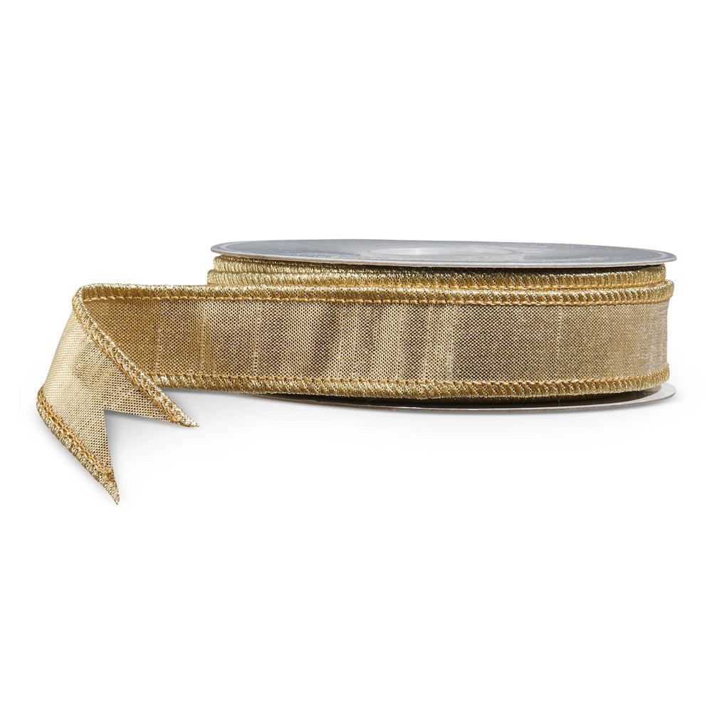 1" X 10 Yds Gold Metallic Wired Ribbon