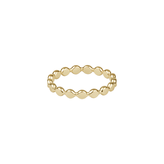 Classic Gold 2.5mm Beaded Disc Ring - Size 7