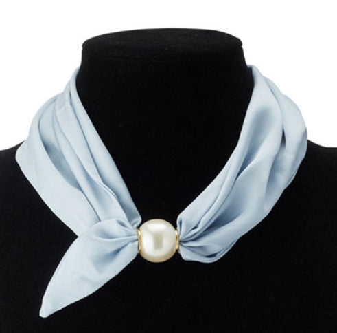 Powder Blue Pearl Magnetic Scarf Necklace