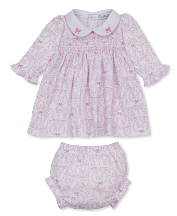 Delicate Blooming Bows - Smocked Dress with Bloomers