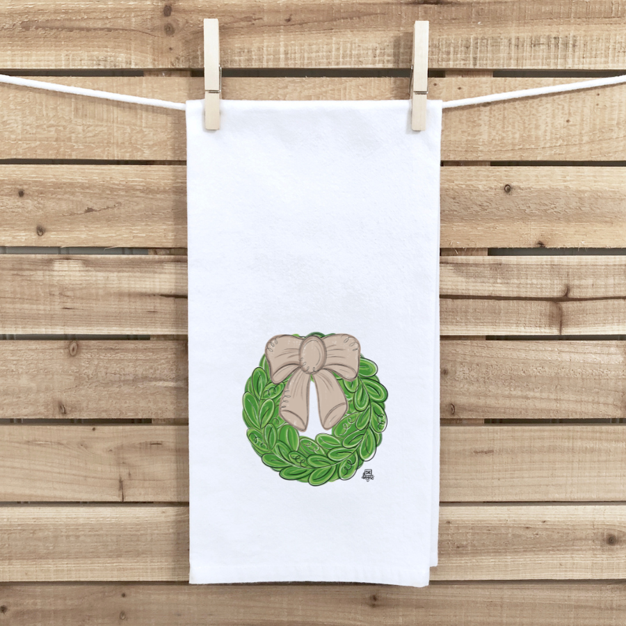 Wreath Bow Tea Towel