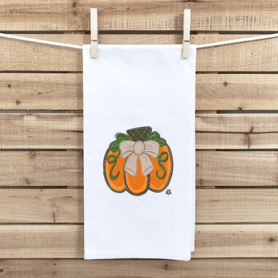 Pumpkin Bow Tea Towel