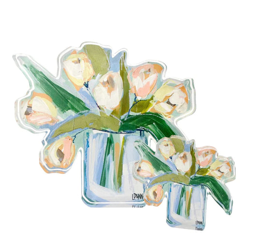 White Tulips Acrylic Bloom Block - Large