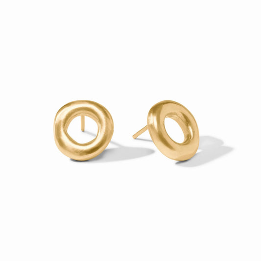 Wave Circle Stud - Gold