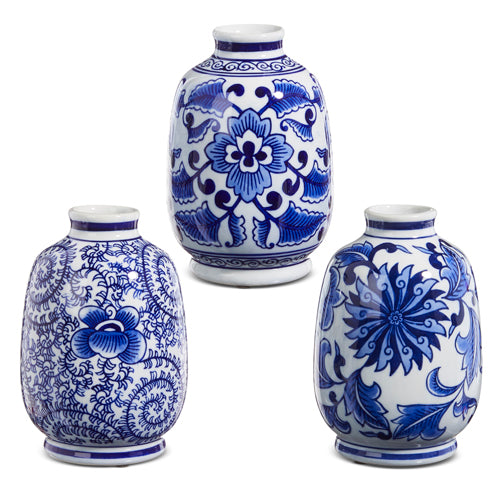 6.25" Blue Chinoiserie Bud Vase