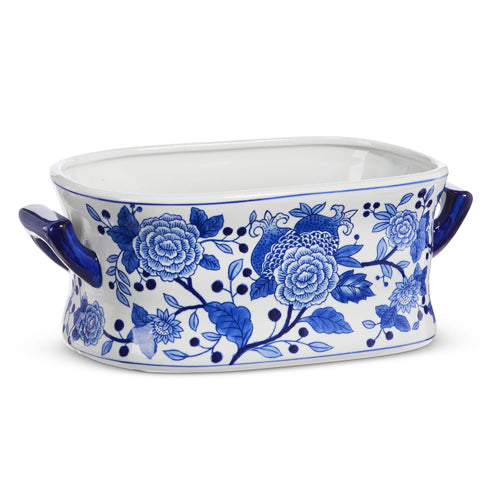 14.5" Blue and White Floral Bowl