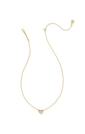 Framed Ari Heart Short Gold Iridescent Abalone necklace