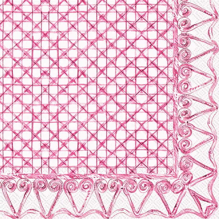 Botanical Cane Cocktail Napkins - Pink