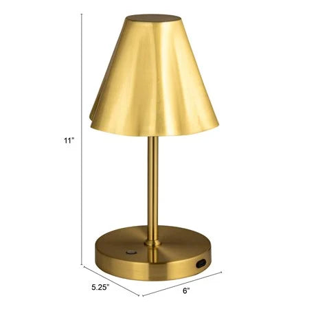 Metal LED Table Lamp with Ruffled Shade & Touch Sensor