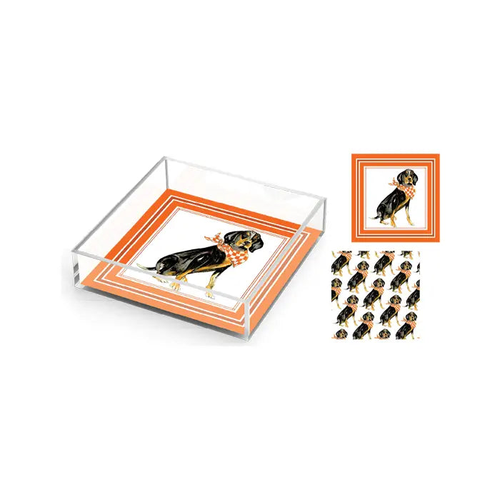 Coonhound with Orange Bandana 6x6 Acrylic Tray