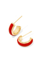 Ainsley Huggie  Earring Gold Red Enamel