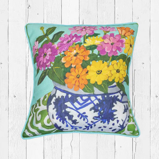 13 Zinnias Pillow