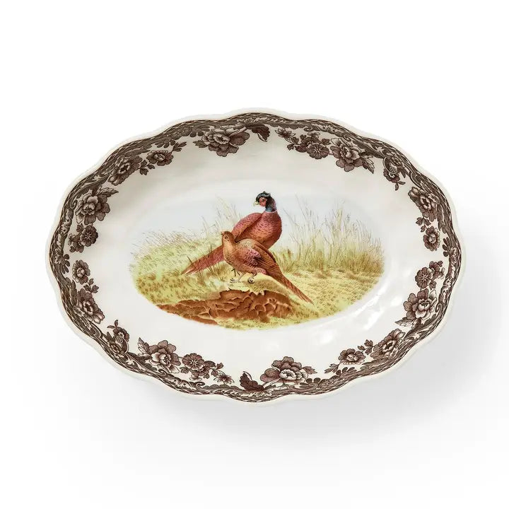 Woodland Oval Fluted Dish (Pheasant)