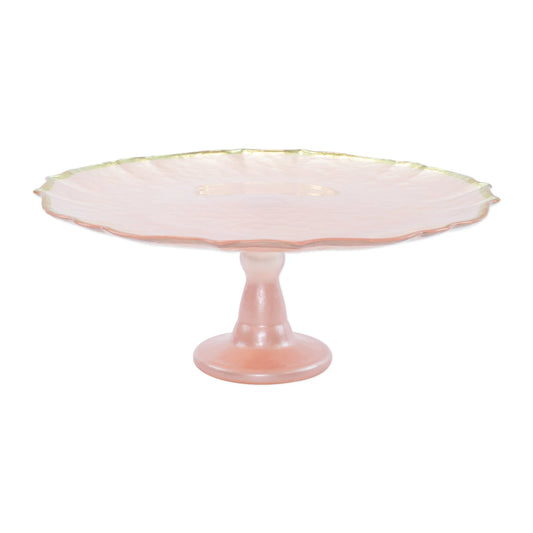 Baroque Glass Cake Stand-Pink