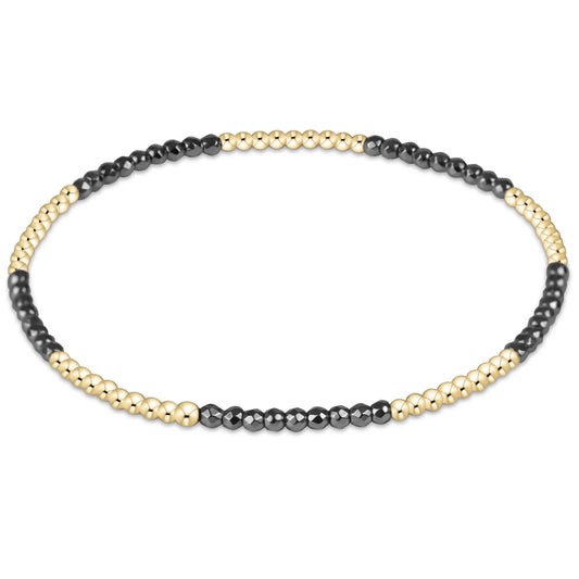 blissful pattern 2mm bead bracelet - silver faceted hematite