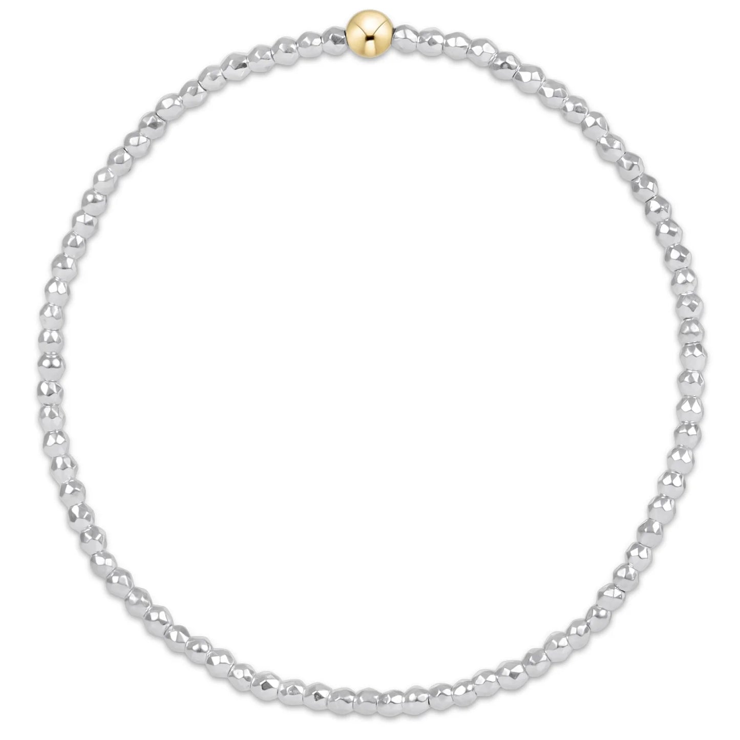 Extends bright silver faceted hematite 2mm bead bracelet