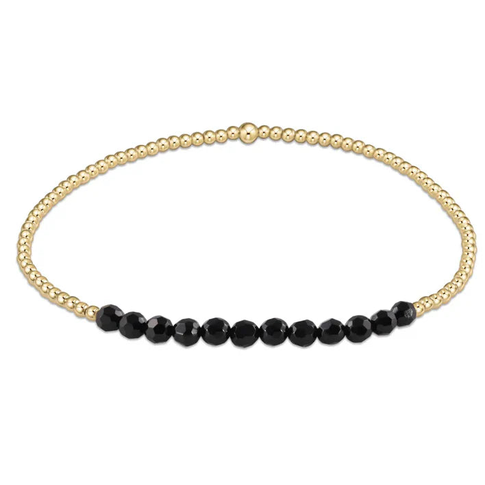 Gold Bliss 2mm Bead Bracelet - Faceted Onyx