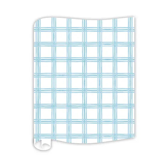 Light Blue Windowpane Plaidtable Runner
