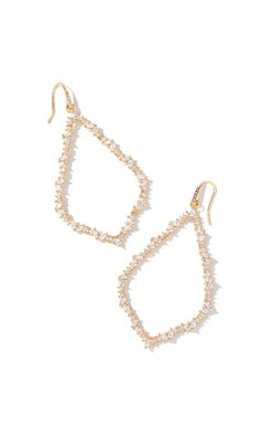 Sophee Crystal Open Frame Earring Gold White Crystal