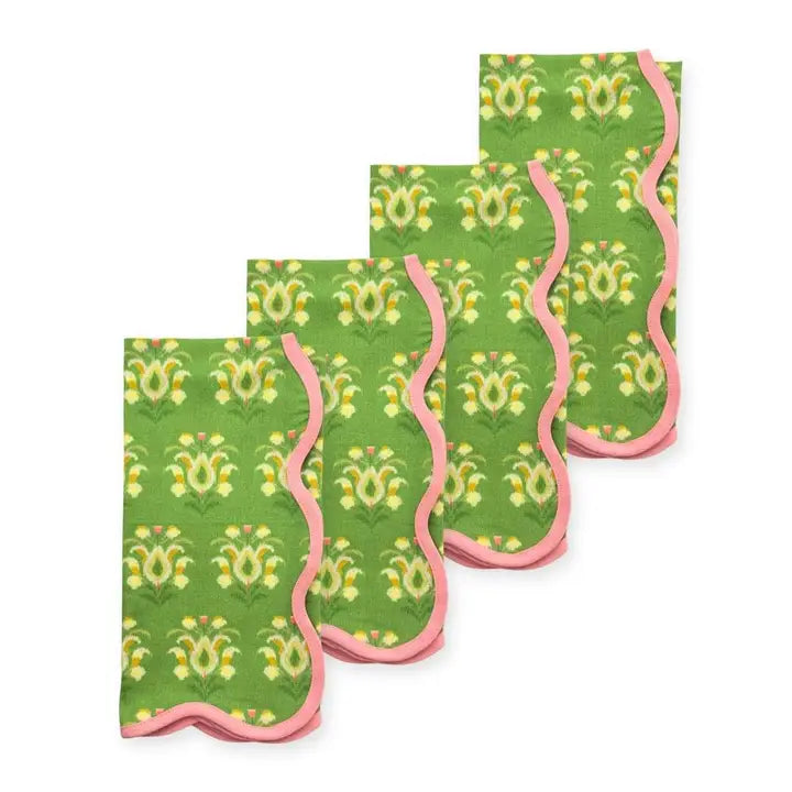 Rosemary Meadow Scalloped Dinner Napkins - Set of 4