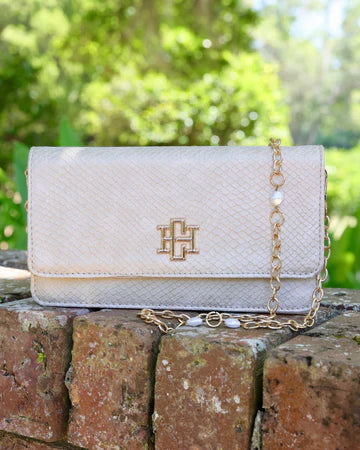 Carolina Hill - shimmer champagne clutch/crossbody