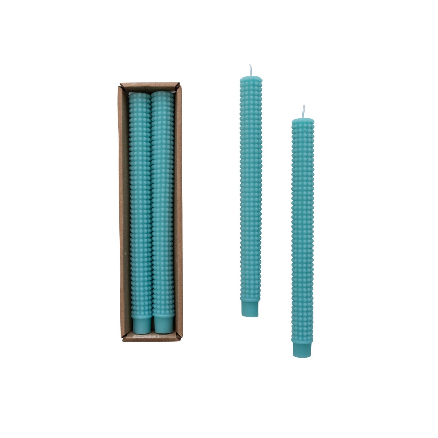 Unscented Hobnail Taper Candles in Box, Set of 2