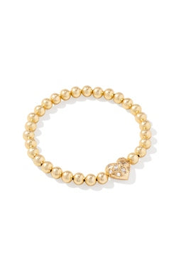 Holland Heart Stretch Bracelet Gold White Crystal