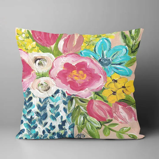 Spring Mix in Vase Pillow